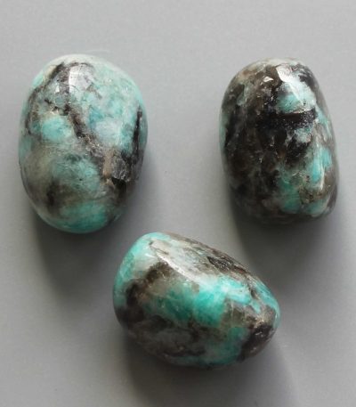 Green Amazonite With Black Spot Tumble Stone 1 inch (2-3cm) A/B
