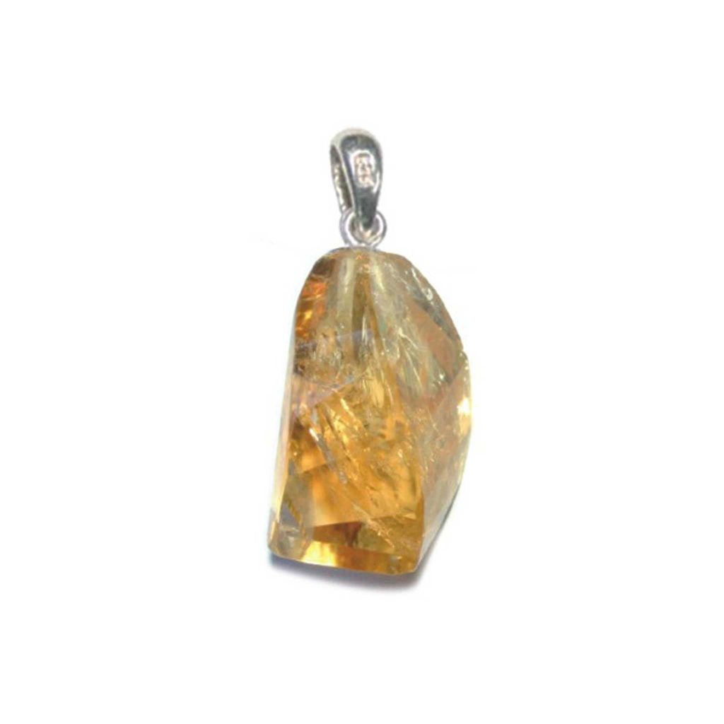 Citrine Straight Faceted Pendant With Silver 15-20mm A/A+