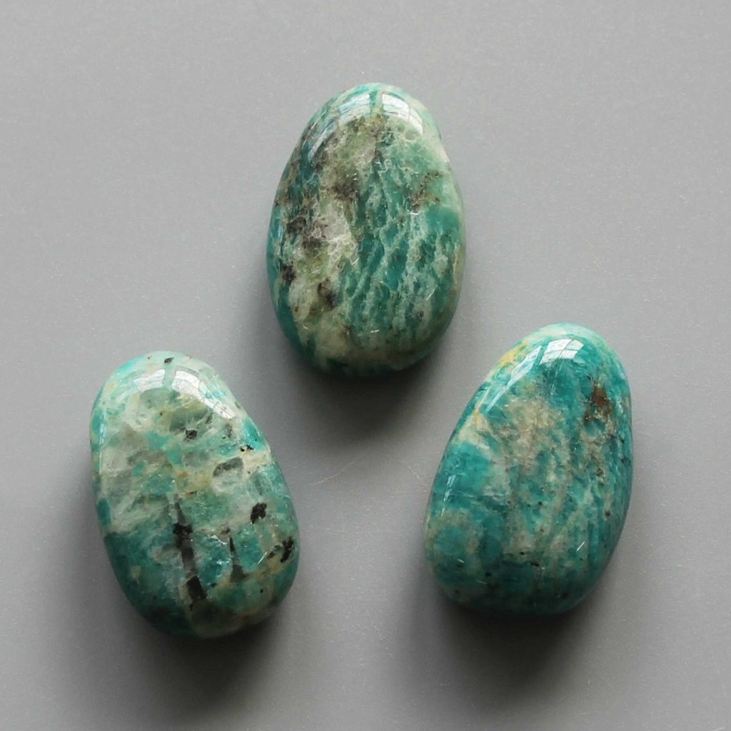 Green Amazonite Tumble Pendant With Cross Hole 2.5mm 0.8-1.2 inch (2.2-3cm) A/B