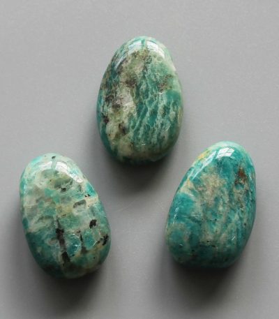 Green Amazonite Tumble Pendant With Cross Hole 2.5mm 0.8-1.2 inch (2.2-3cm) A/B