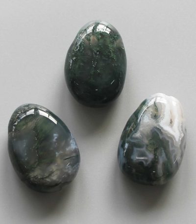 Moss Agate Tumble Pendant With Cross Hole 2.5mm 0.8-1.2 inch (2.2-3cm) A