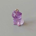 Amethyst Pug Dog Pendant With Silver S052 0.7inch (1.6-1.8cm) A/A+