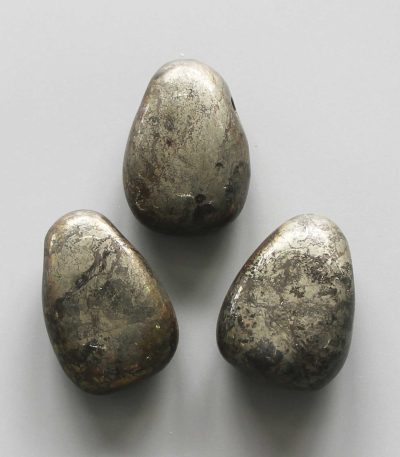 Pyrite China Tumble Pendant With Cross Hole 2.5mm 0.8-1.2 inch (2.2-3cm) A