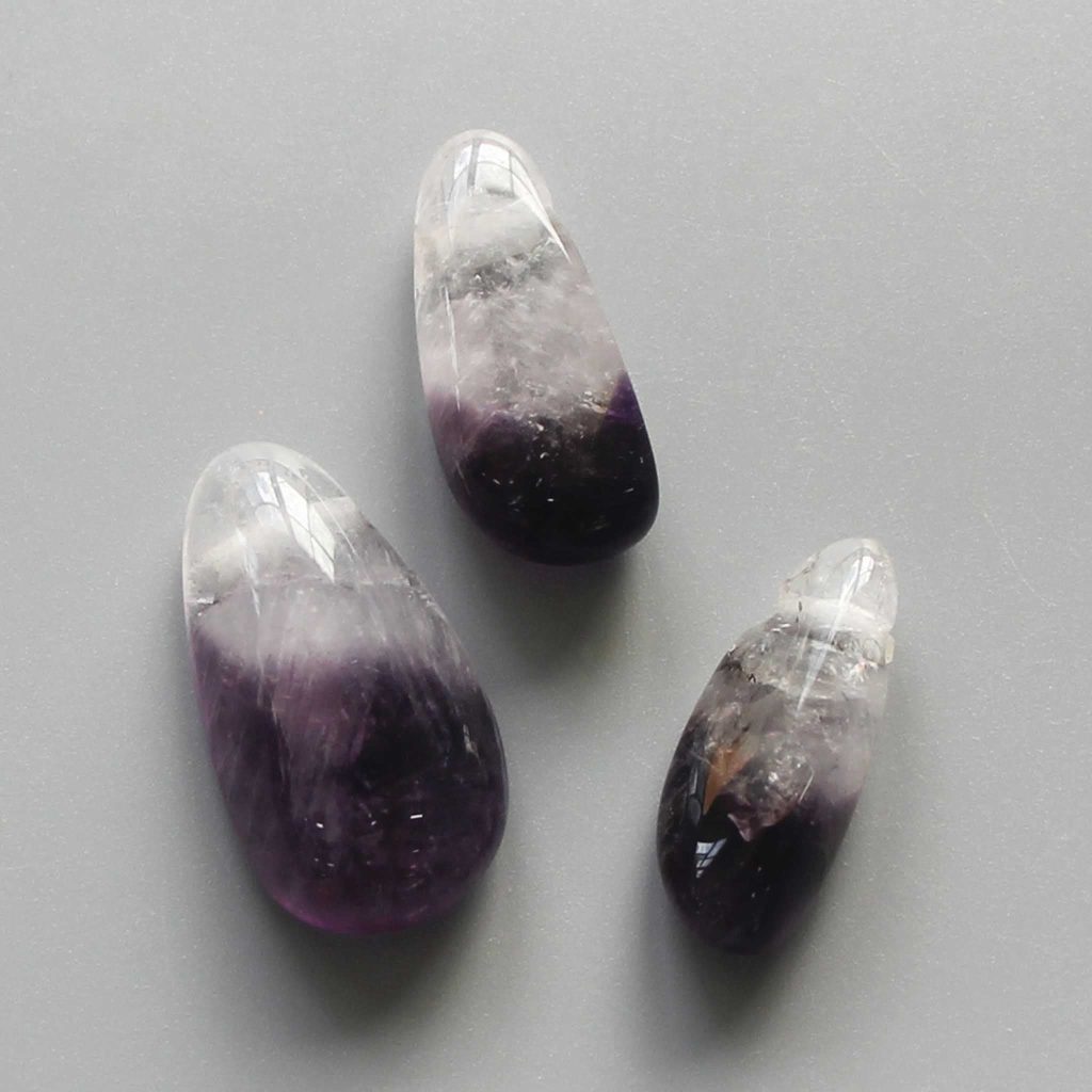 Amethyst Double Colors Long Shape Tumble Pendant With Cross Hole 2.5mm 0.8-1.2 inch (2.2-3cm) A