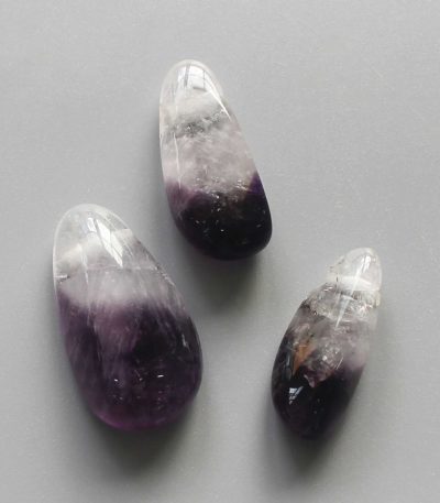 Amethyst Double Colors Long Shape Tumble Pendant With Cross Hole 2.5mm 0.8-1.2 inch (2.2-3cm) A