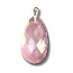 Rose Quartz Faceted tumble pendant with silver 30-40mm A+