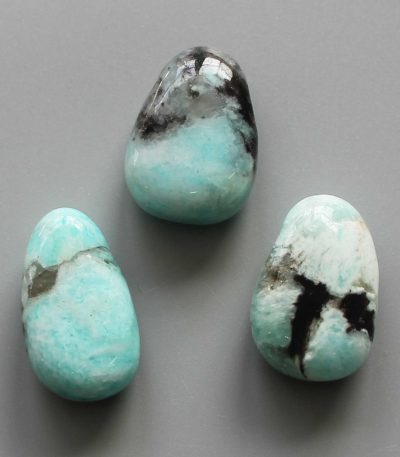 Green Amazonite With Black Spot Tumble Pendant With Cross Hole 2.5mm 0.8-1.2 inch (2.2-3cm) A