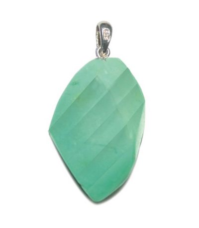 Chrysoprase Straight Faceted Pendant With Silver 18-25mm A/A+