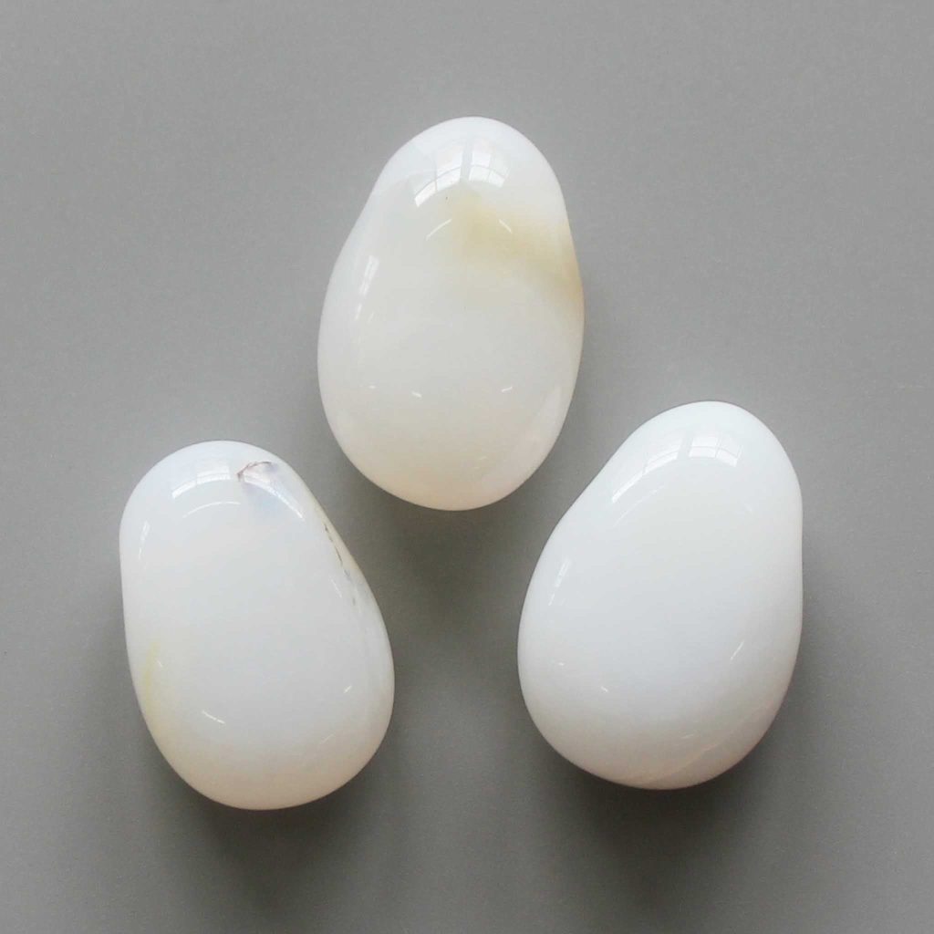White Milky Opal Brazil Tumble Pendant With Cross Hole 2.5mm 0.8-1.2 inch (2.2-3cm) A