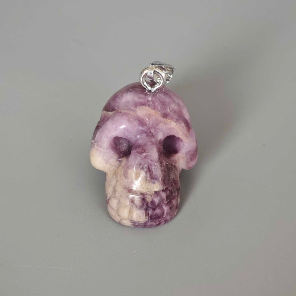 Lepidolite Ch Skull Pendant With Metal 25mm A