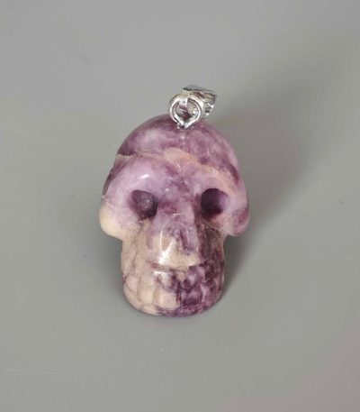 Lepidolite Ch Skull Pendant With Metal 25mm A