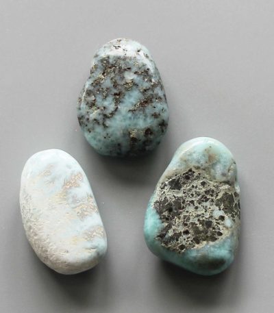 Larimar Tumble Pendant With Cross Hole 2.5mm 0.8-1.2 inch (2.2-3cm) A/B