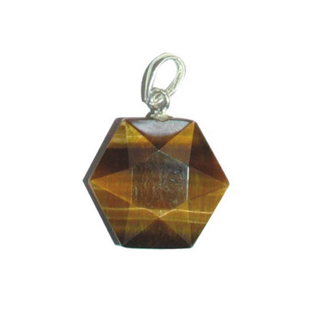 Golden Tiger Eye David star double face pendant with silver 7x16mm A/A+