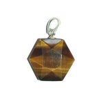Golden Tiger Eye David star double face pendant with silver 7x16mm A/A+