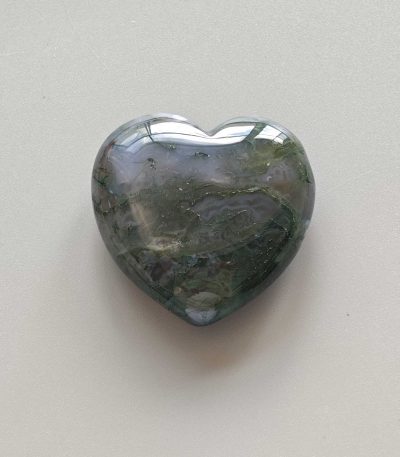 Moss Agate Heart 1.6 inch (1.3 x 4 x 4cm) A/A+