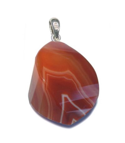 Carnelian With Stripe Straight Faceted Pendant With Silver 25-30mm A/A+