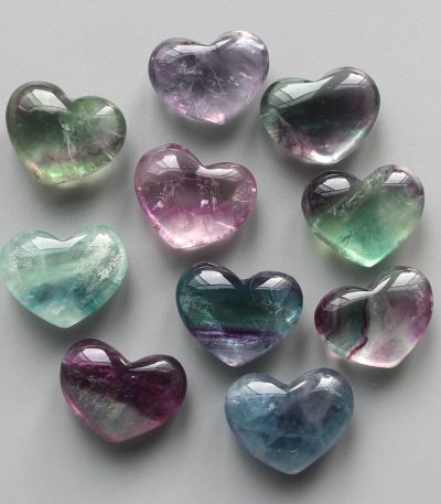 Rainbow Fluorite Chubby Heart 1 inch (1 x 2 x 2.5cm) A/A+