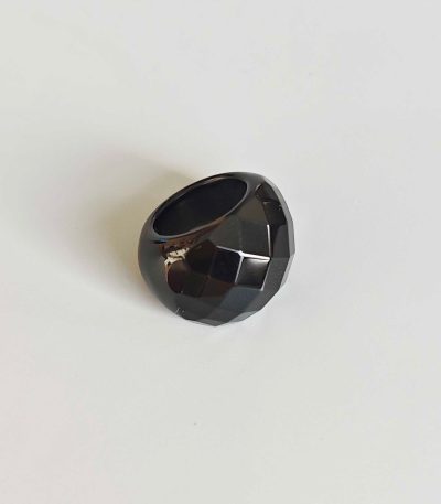 Black Obsidian Faceted Round Ring 25x31x30mm A