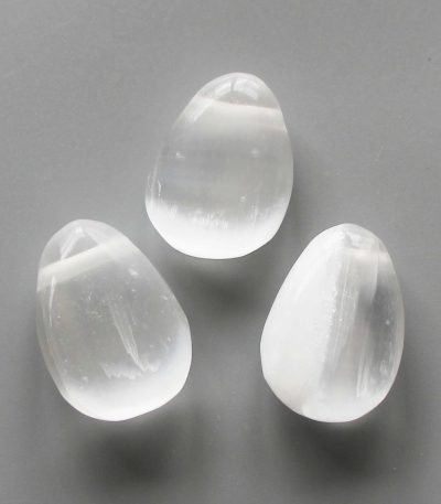 Selenite Satin Spar Tumble Pendant With Cross Hole 2.5mm 0.8-1.2 inch (2.2-3cm) A