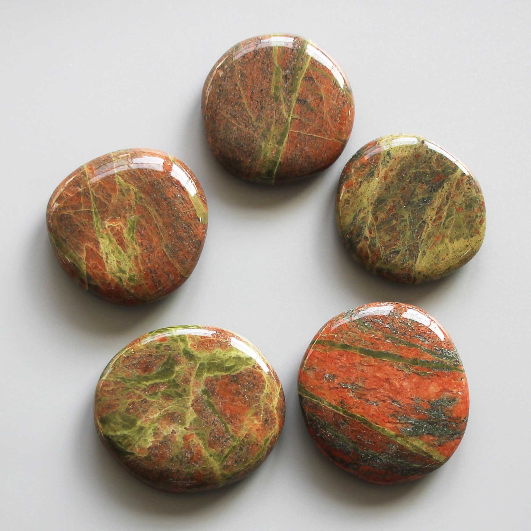 c55310f3a0d478d5368e7582f4665e73 Unakite Banded Smooth Stone 1.6 inch (0.8-1 x 3.5-4.5cm) A