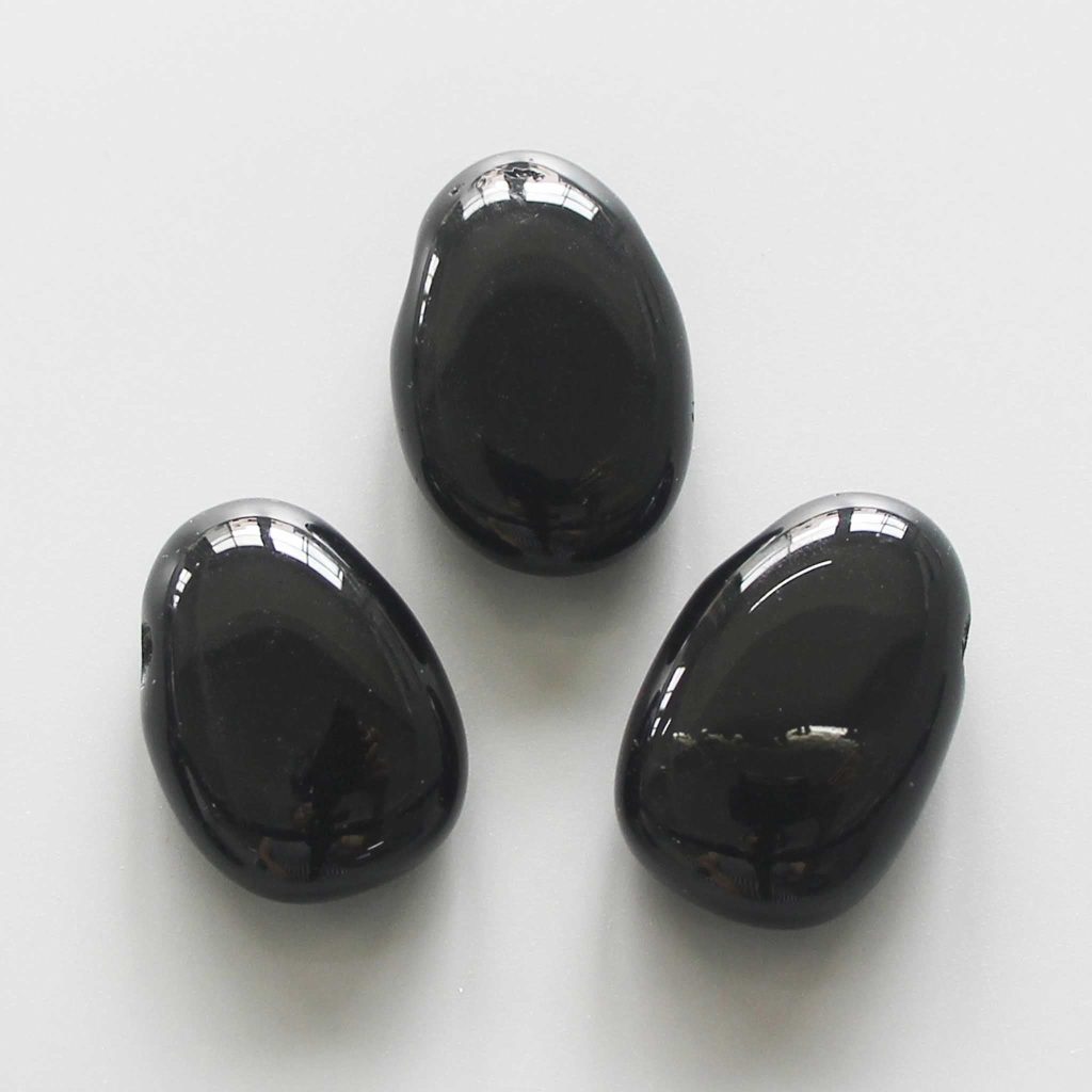 Black Obsidian Tumble Pendant With Cross Hole 2.5mm 0.8-1.2 inch (2.2-3cm) A