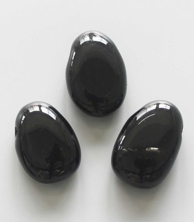 Black Obsidian Tumble Pendant With Cross Hole 2.5mm 0.8-1.2 inch (2.2-3cm) A