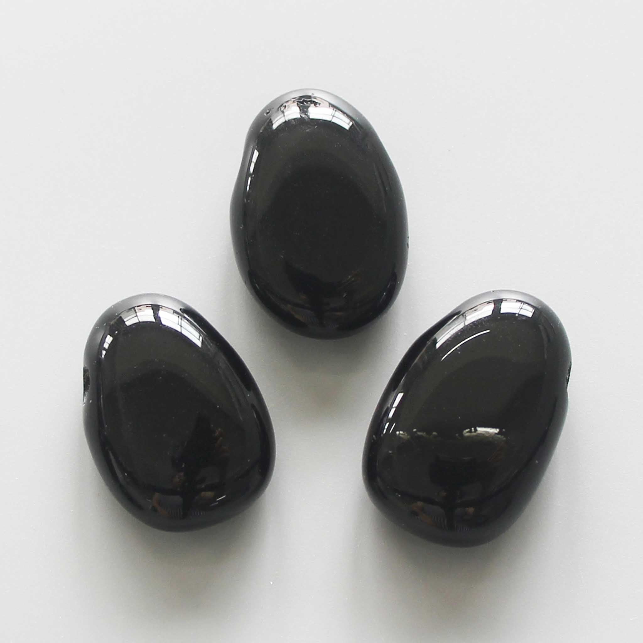 c5b27cb51d13c534e712427018a339c1-1 Black Obsidian Tumble Pendant With Cross Hole 2.5mm 0.8-1.2 inch (2.2-3cm) A
