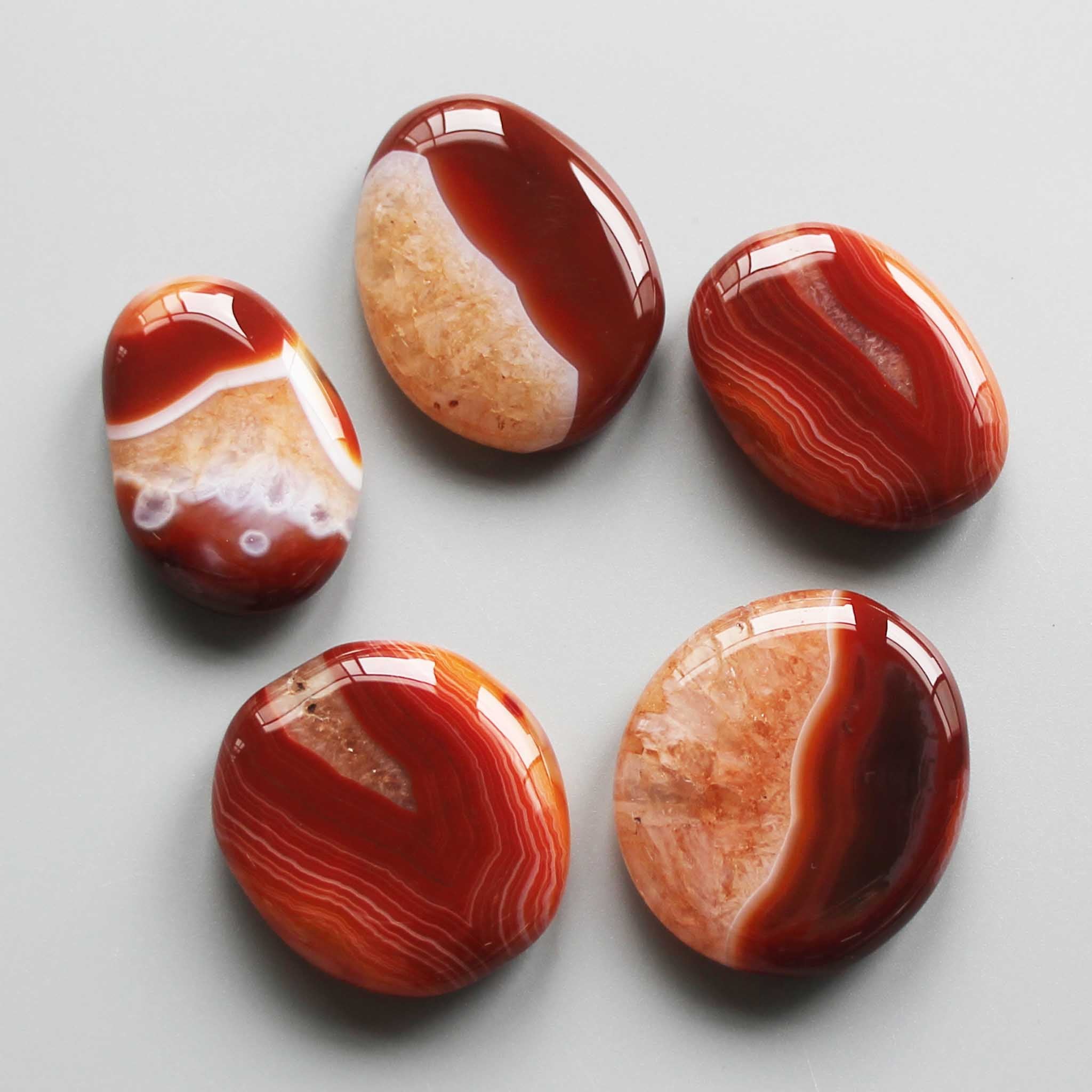 c6623fe67f14dd37090fe6eef0614f67 Red Agate With Stripe & Quartz Smooth Stone 1.6 inch (0.8-1 x 3.5-4.5cm) A/A+