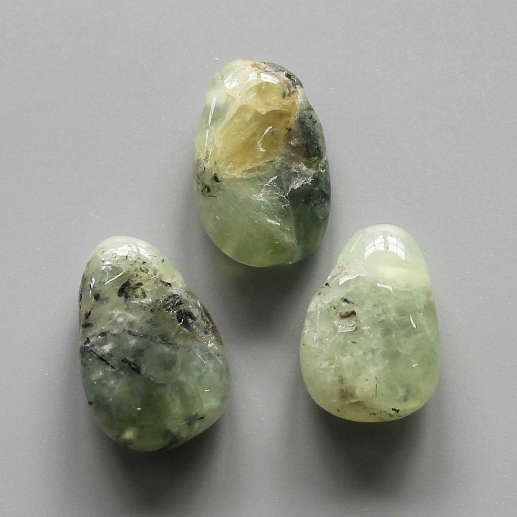 Epidote In Prehnite w/Tourmaline Tumble Pendant w/Cross Hole 2.5mm 0.8-1.2 inch (2.2-3cm) A