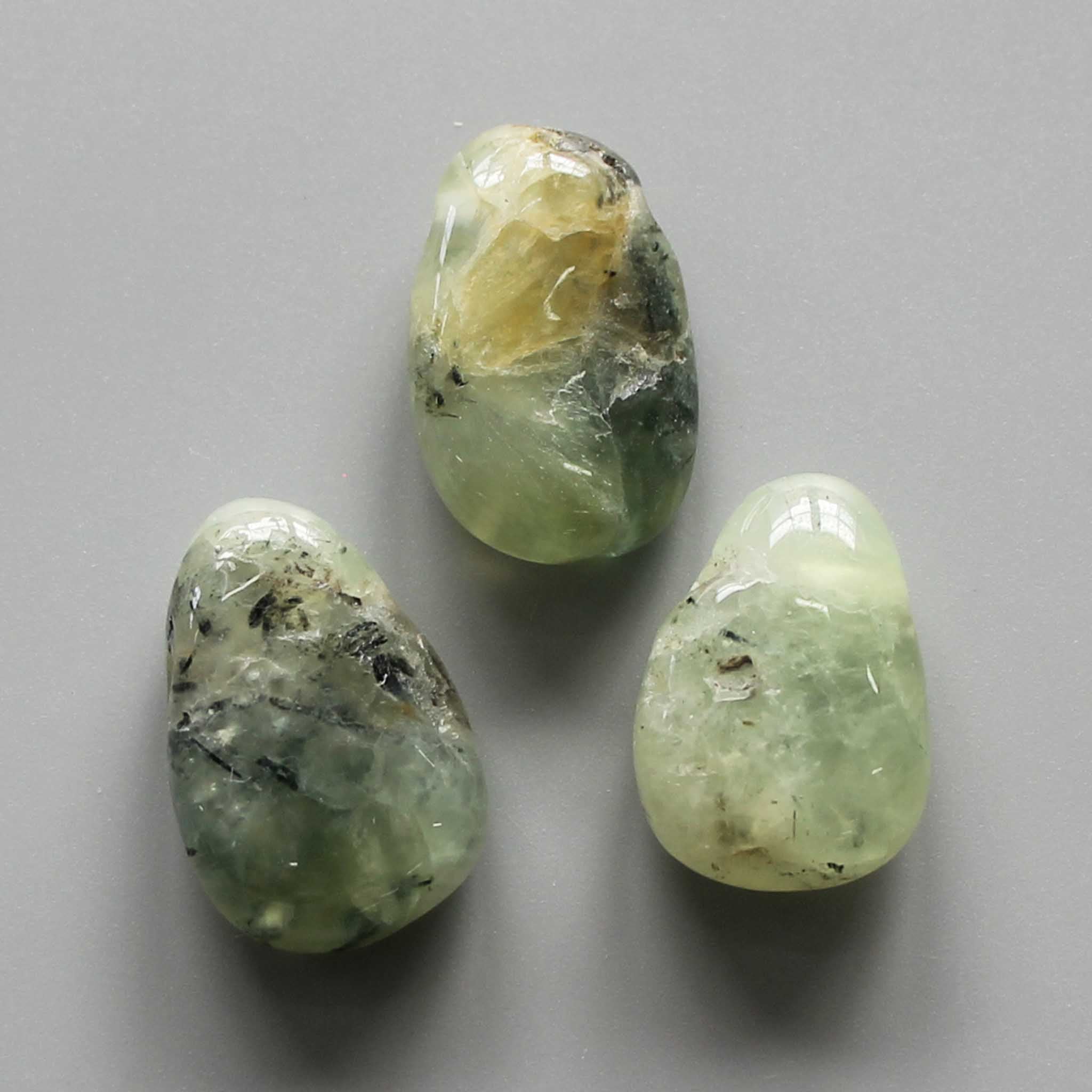 c8422958056b09920e6fbd8d4ec089dc-1 Epidote In Prehnite w/Tourmaline Tumble Pendant w/Cross Hole 2.5mm 0.8-1.2 inch (2.2-3cm) A