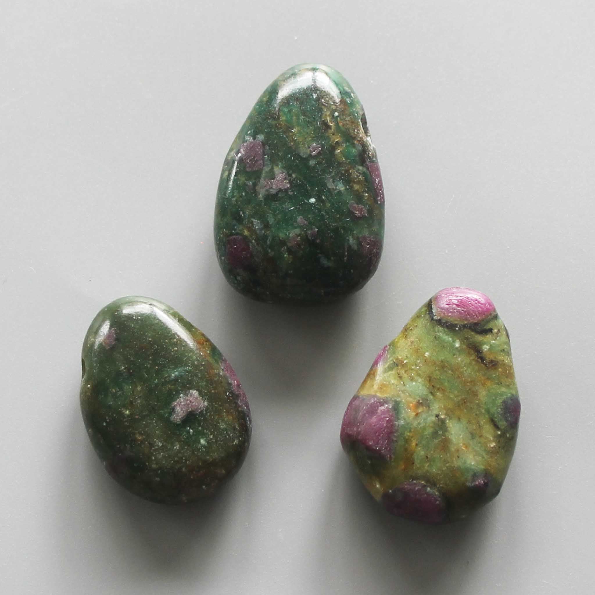 c8e629cff386daad0a05e1fbd380f3e5-1 Ruby Fuchsite Tumble Pendant With Cross Hole 2.5mm 0.8-1.2 inch (2.2-3cm) A