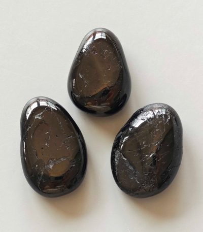 Black Tourmaline Tumble Pendant With Cross Hole 2.5mm 0.8-1.2 inch (2.2-3cm) A