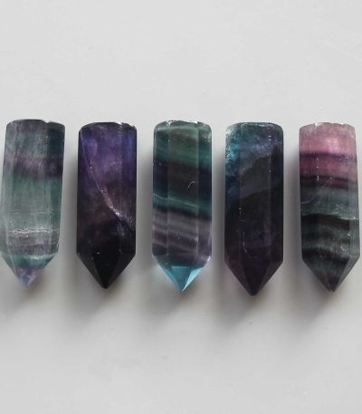 Blue Purple Rainbow Fluorite Single Point Pendant With Cross Hole 1.6 inch (1 x 3.9cm) AA