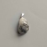 Black Rutile Quartz Free Form Tumble Pendant With Metal M004 18-25mm A