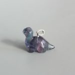 Blue Purple Rainbow Fluorite Dinosaur Pendant w/Silver 25mm A+/AA