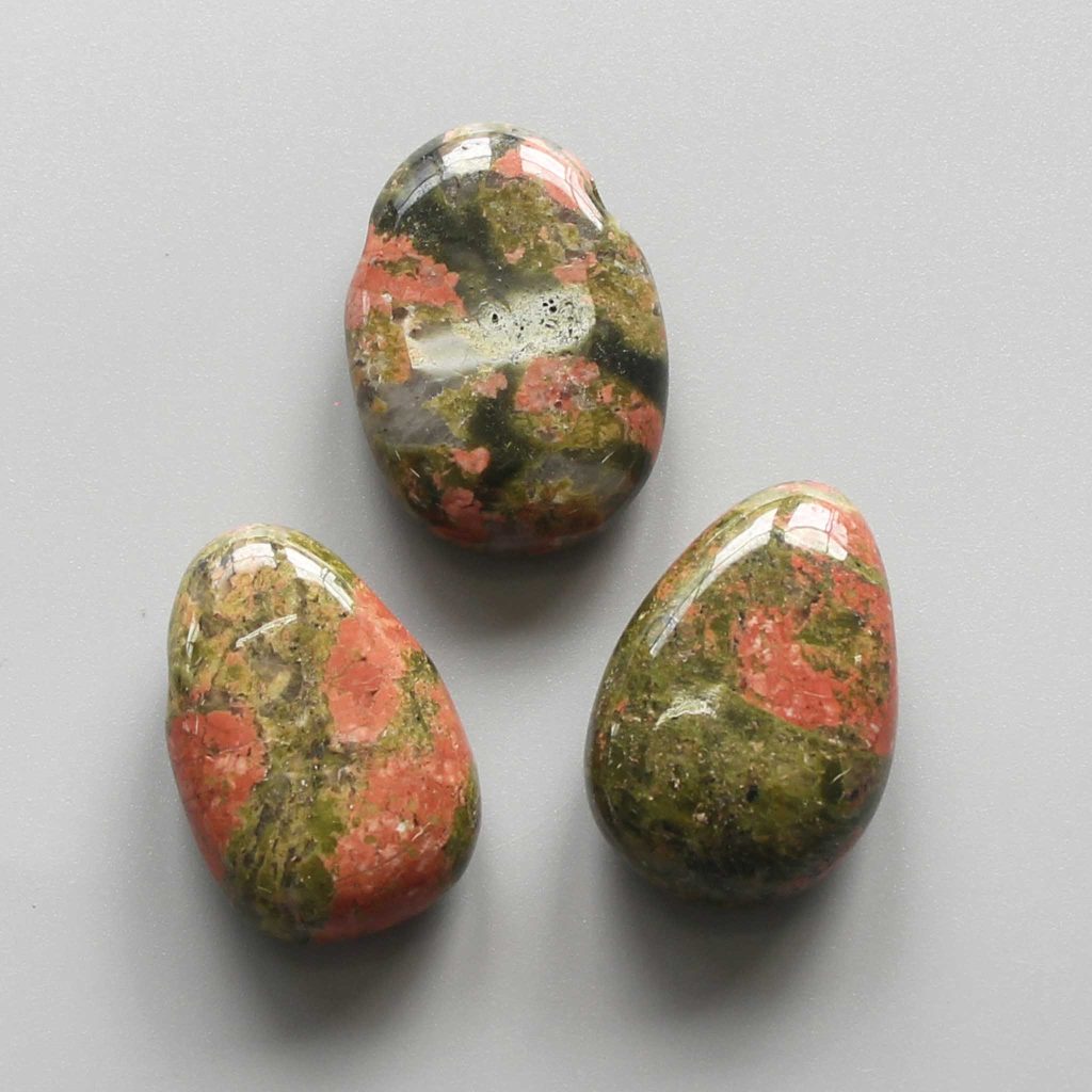 Unakite Tumble Pendant With Cross Hole 2.5mm 0.8-1.2 inch (2.2-3cm) A