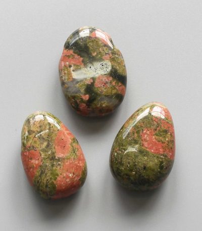 Unakite Tumble Pendant With Cross Hole 2.5mm 0.8-1.2 inch (2.2-3cm) A