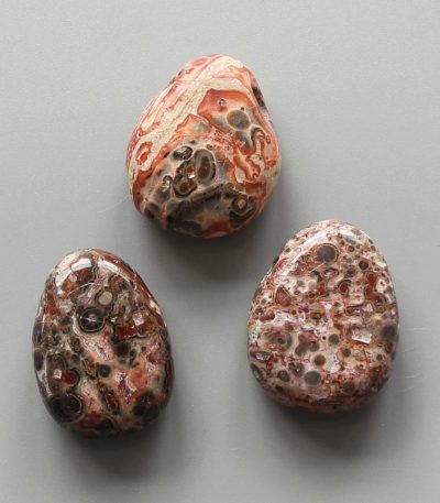 Leopard Skin Jasper Tumble Pendant With Cross Hole 2.5mm 0.8-1.2 inch (2.2-3cm) A