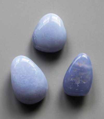 Blue Chalcedony Tumble Pendant With Cross Hole 2.5mm 0.8-1.2 inch (2.2-3cm) A+/AA