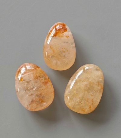 Gold Healer Quartz Tumble Pendant With Cross Hole 2.5mm 0.8-1.2 inch (2.2-3cm) A/B