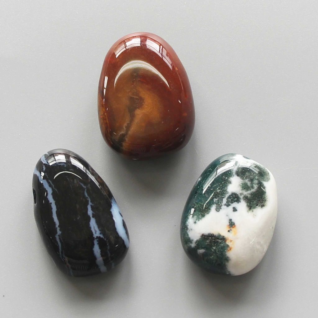 Sardonyx Jasper Tumble Pendant With Cross Hole 2.5mm 0.8-1.2 inch (2.2-3cm) A