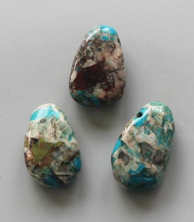 Chrysocolla Blue White Tumble Pendant With Cross Hole 2.5mm 0.8-1.2 inch (2.2-3cm) A/B