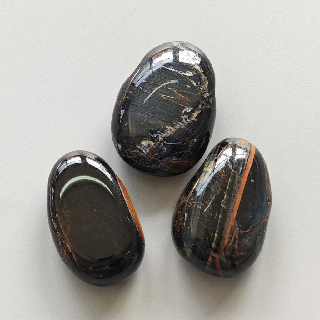 Blue Tiger Eye Tumble Pendant With Cross Hole 2.5mm 0.8-1.2 inch (2.2-3cm) A/B