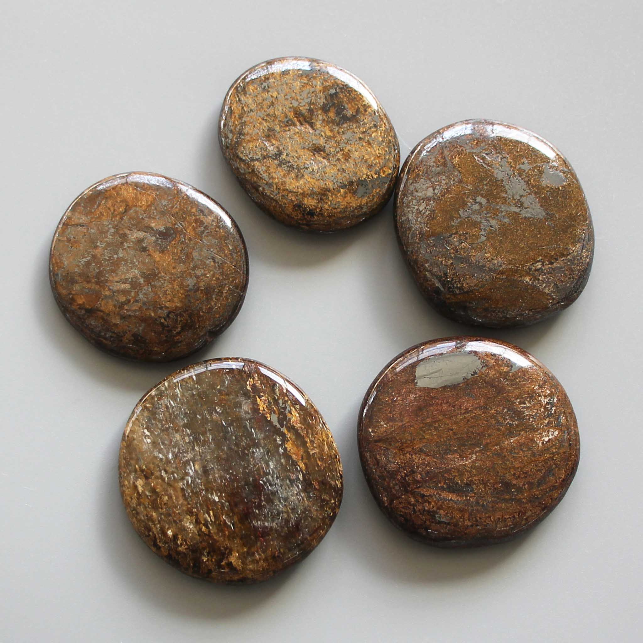 e03dc28e5e1142b70191bfa73767a588 Bronzite Golden Color Smooth Stone 1.6 inch (0.8-1 x 3.5-4.5cm) A/B