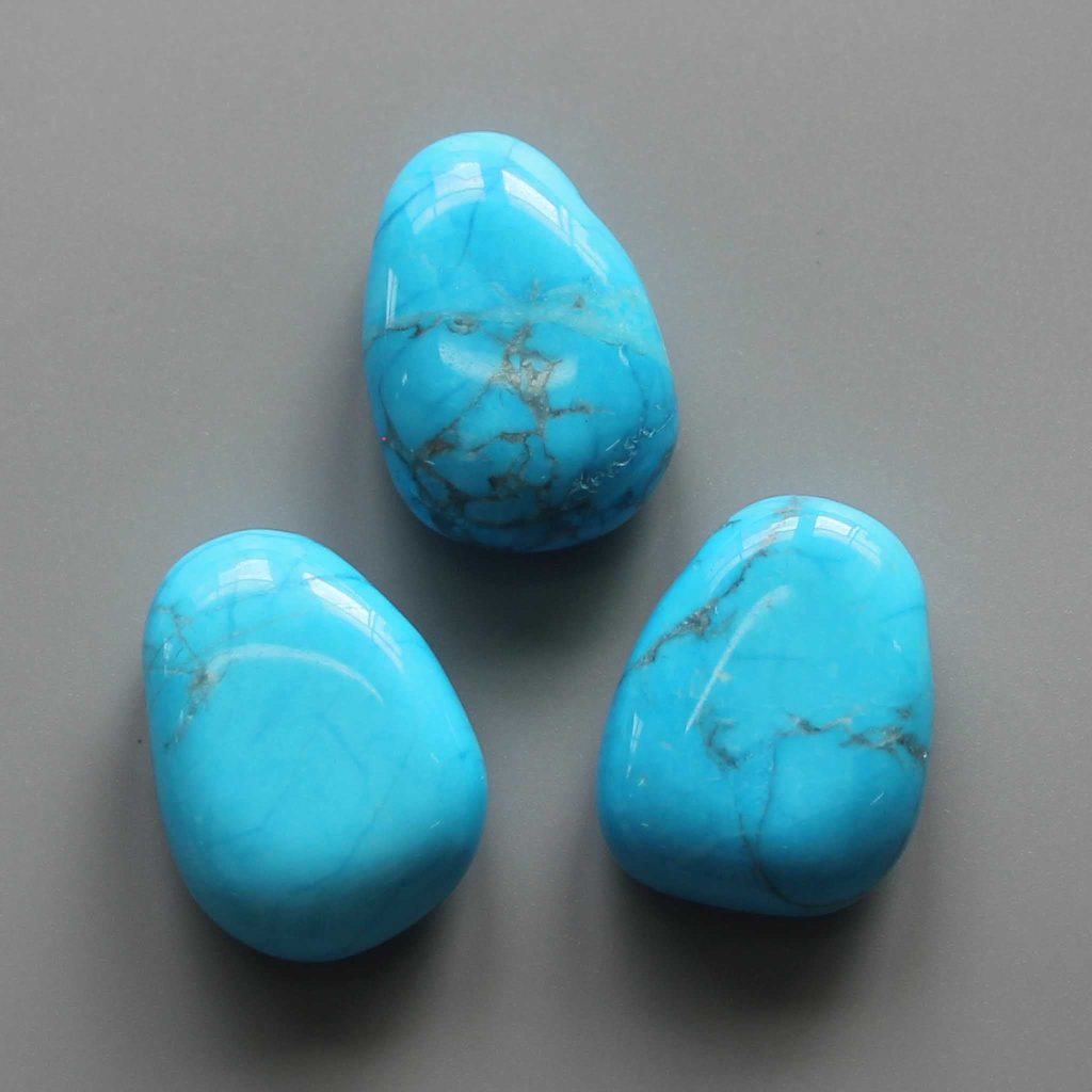 Howlite Dyed Turquoise Color Tumble Pendant With Cross Hole 2.5mm 0.8-1.2 inch (2.2-3cm) A