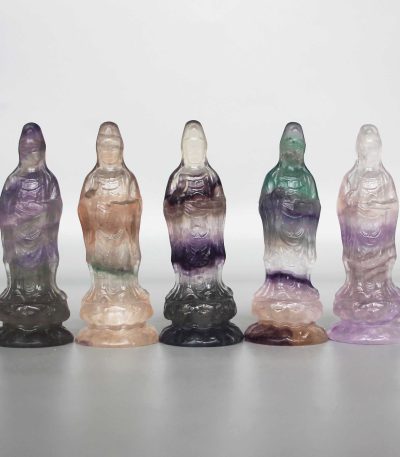 Rainbow Fluorite Kwun Yin Standing P 3 inch (7.5cm) A/A+