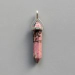 Rhodonite Double Point Pendant With Silver 7x35mm A/A+