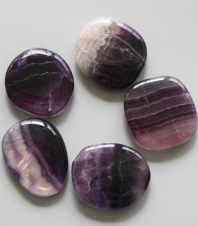 Purple Rainbow Fluorite Smooth Stone 1.6 inch (0.8-1 x 3.5-4.5cm) A/A+