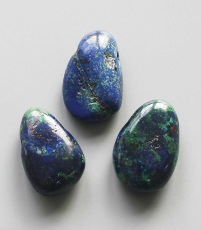 Azurite Malachite Natural Tumble Pendant With Cross Hole 2.5mm 0.8-1.2 inch (2.2-3cm) A/A+
