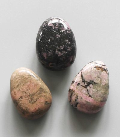 Rhodonite Tumble Pendant With Cross Hole 2.5mm 0.8-1.2 inch (2.2-3cm) A/B